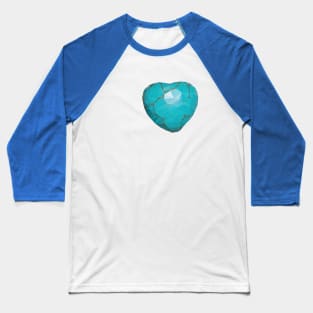 Geometric Turquoise Heart Baseball T-Shirt